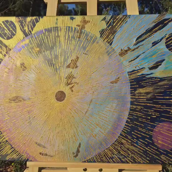 Textured Abstract Acrylic Painting, 70x50cm - Echoes of Creation - Framed Meditative Canvas Artwork